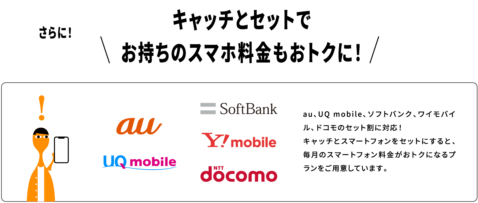 さらに！キャッチとセットでお持ちのスマホ料金もおトクに！